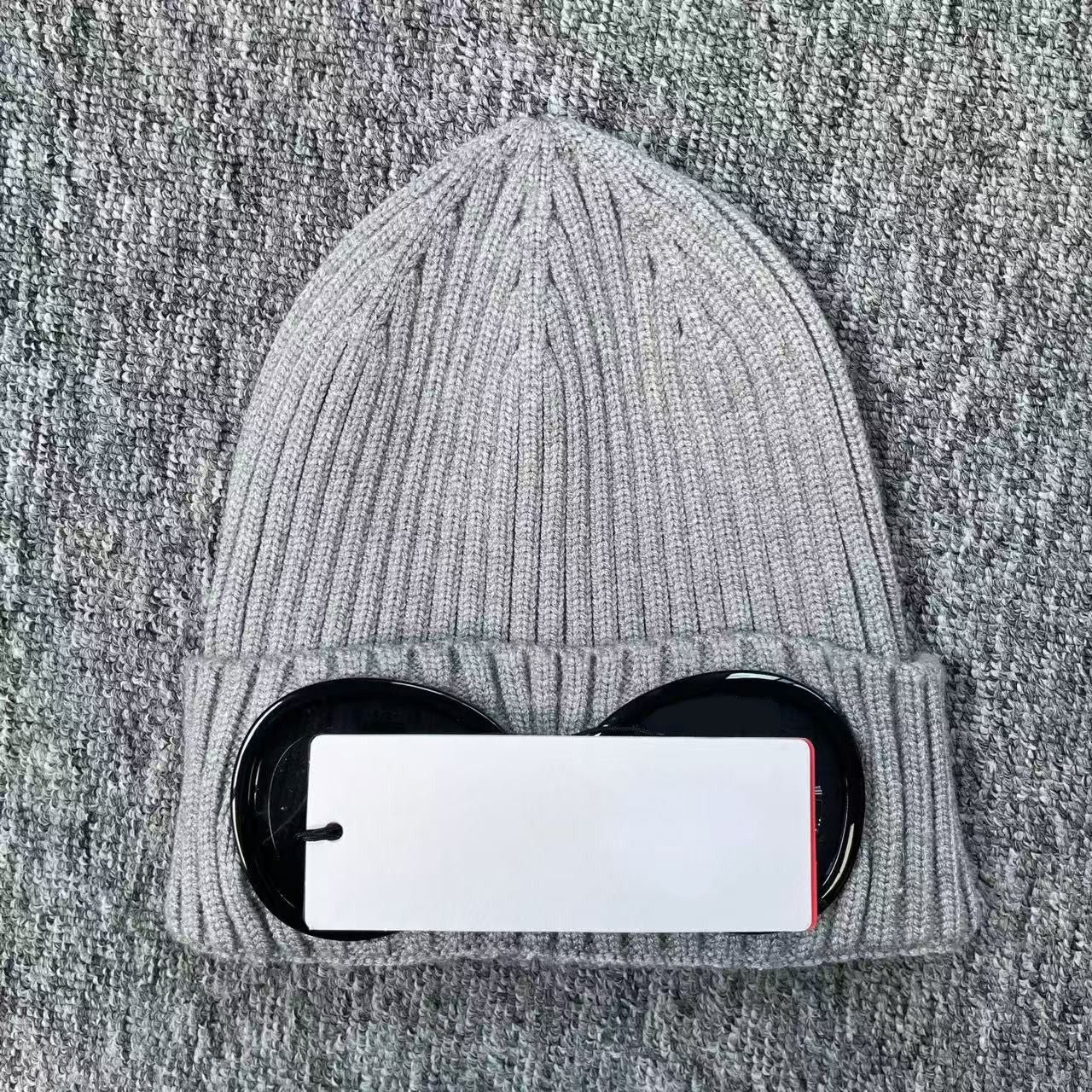 Designer Bonnet Beanie Chapeau Deux Verres Lunettes Bonnet Homme Tricoté Chapeau Bob Casquette Crâne Extérieur Femme Unisexe Hiver Noir Gris Luxe