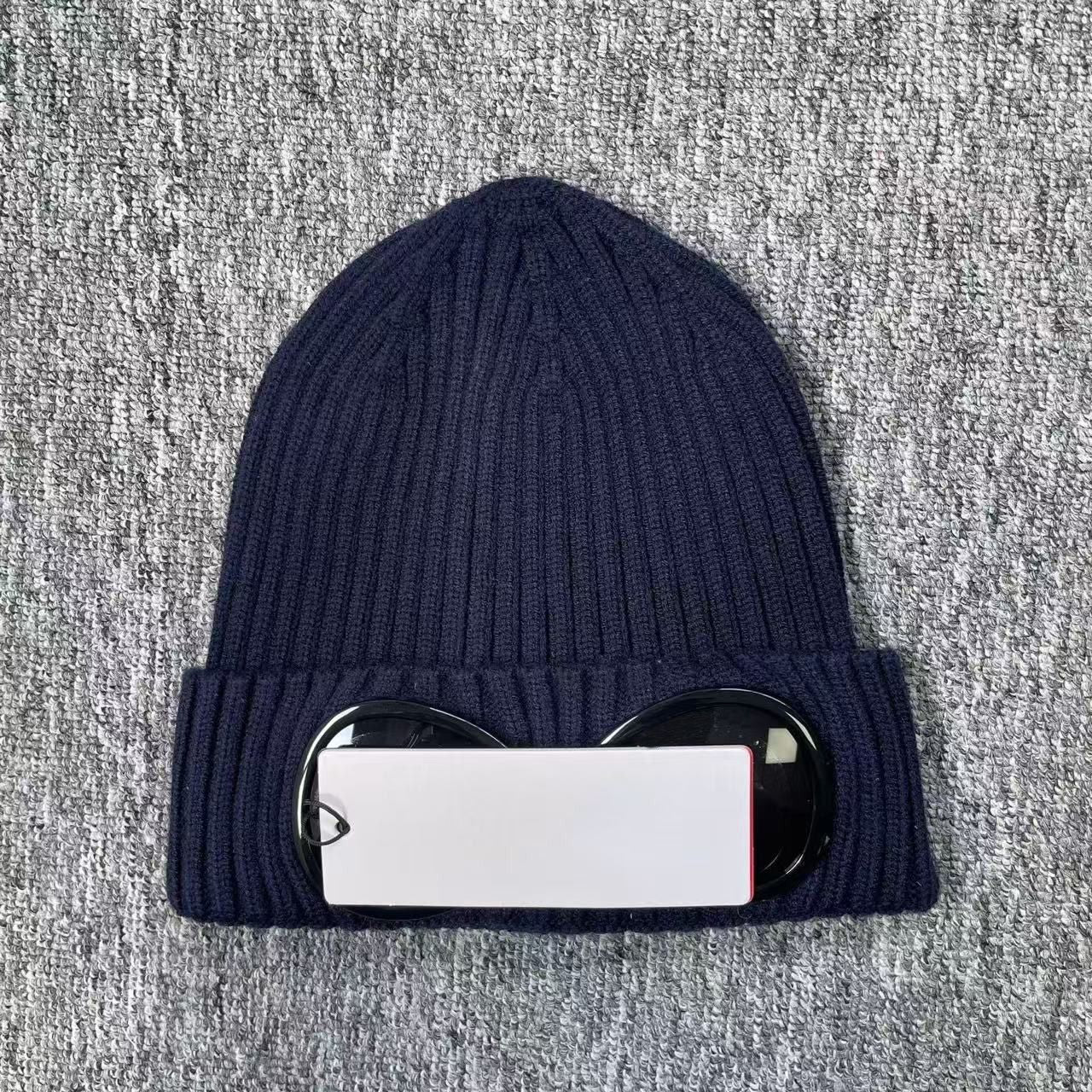 Designer Bonnet Beanie Chapeau Deux Verres Lunettes Bonnet Homme Tricoté Chapeau Bob Casquette Crâne Extérieur Femme Unisexe Hiver Noir Gris Luxe