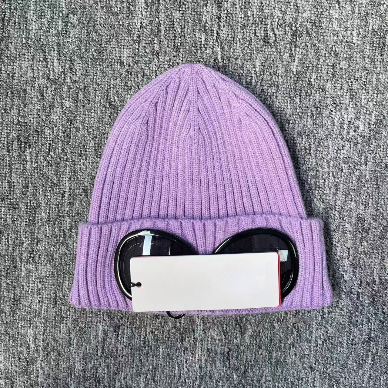 Designer Bonnet Beanie Chapeau Deux Verres Lunettes Bonnet Homme Tricoté Chapeau Bob Casquette Crâne Extérieur Femme Unisexe Hiver Noir Gris Luxe