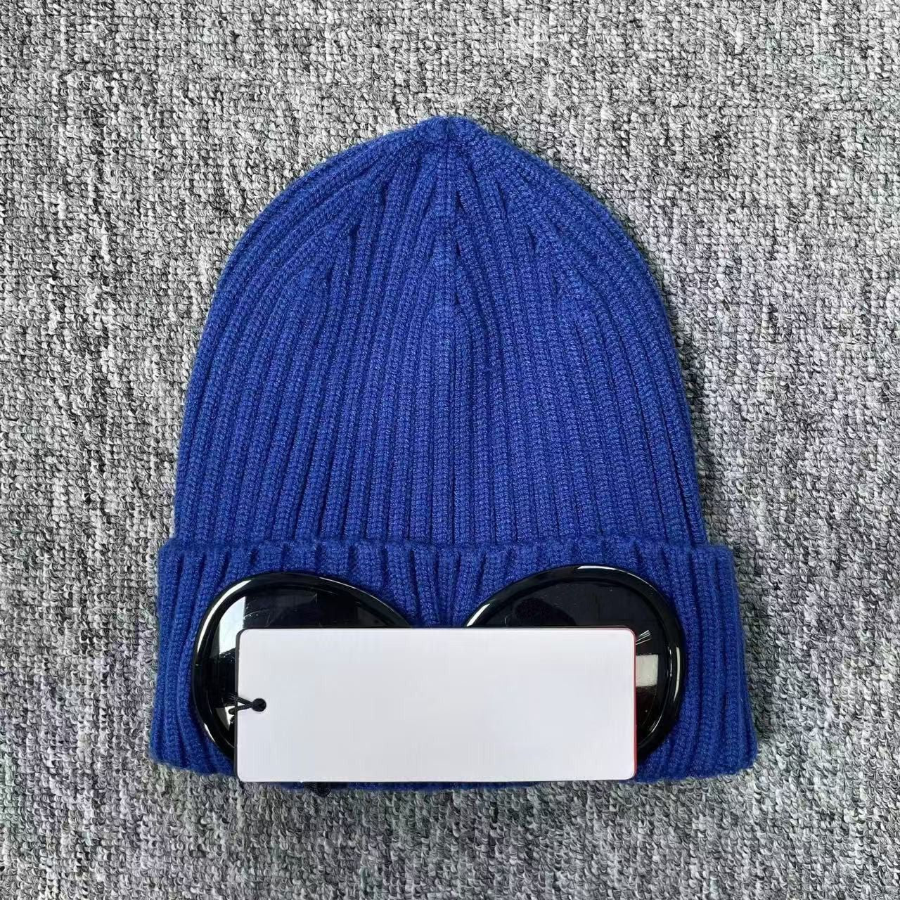 Designer Bonnet Beanie Chapeau Deux Verres Lunettes Bonnet Homme Tricoté Chapeau Bob Casquette Crâne Extérieur Femme Unisexe Hiver Noir Gris Luxe