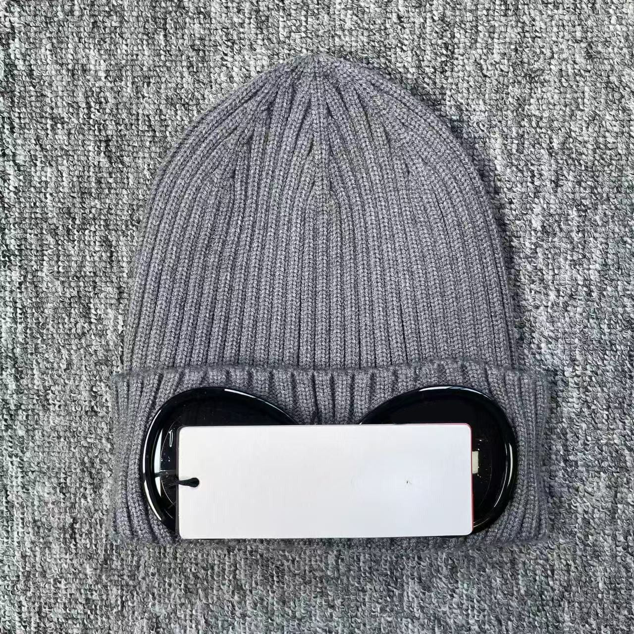 Designer Bonnet Beanie Chapeau Deux Verres Lunettes Bonnet Homme Tricoté Chapeau Bob Casquette Crâne Extérieur Femme Unisexe Hiver Noir Gris Luxe