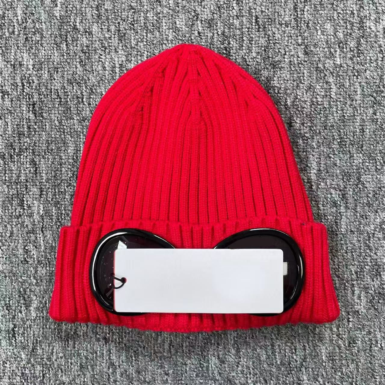 Designer Bonnet Beanie Chapeau Deux Verres Lunettes Bonnet Homme Tricoté Chapeau Bob Casquette Crâne Extérieur Femme Unisexe Hiver Noir Gris Luxe